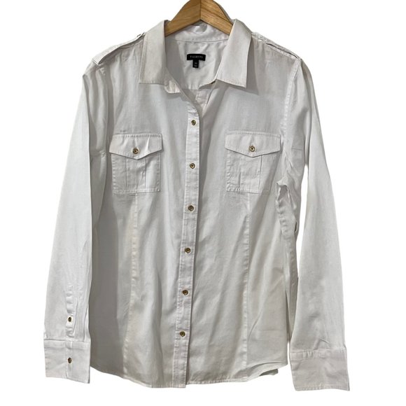 Talbots Women's Top Button Down Shirt White Long Sleeve Size 20 Gold Button - Picture 1 of 8